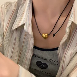 Harajuku Love Necklace Ladies Alloy Simple Heart Pendant Fashion Thin Chain Necklace Korean Popular Ladies Pendant Jewelry Gift