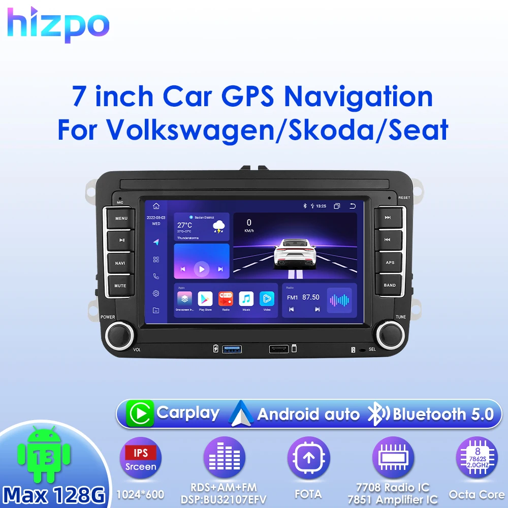 

Hizpo 7inch Android Car Radio for VW Volkswagen Golf 5 6 Passat B7 B6 Skoda Seat Octavia Polo Tiguan Jetta Auto CarPlay GPS RDS