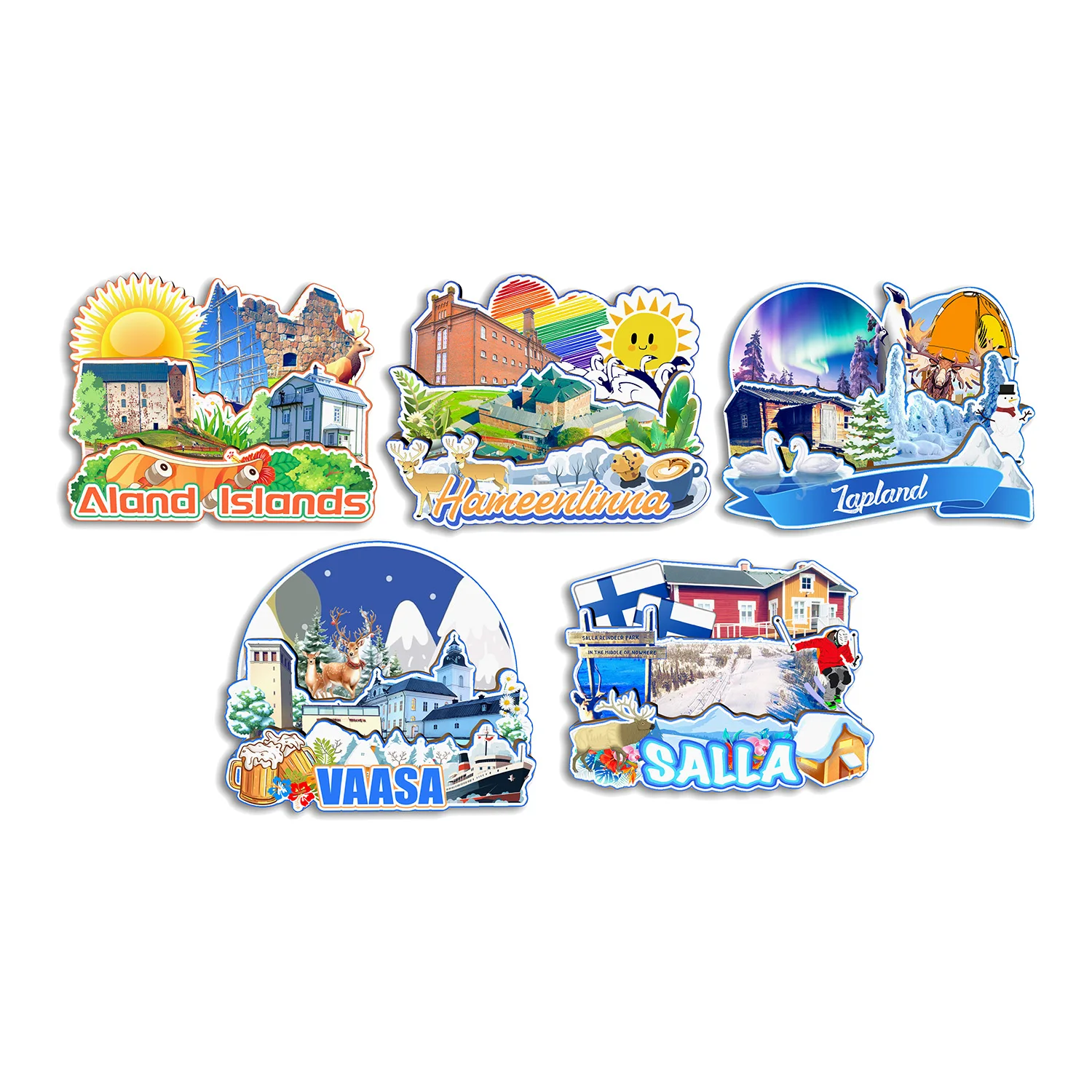 

Salla Vaasa Lapland Hameenlinna Aland Islands FINLAND Fridge Magnet Travel Souvenir Gift Handmade Decorative