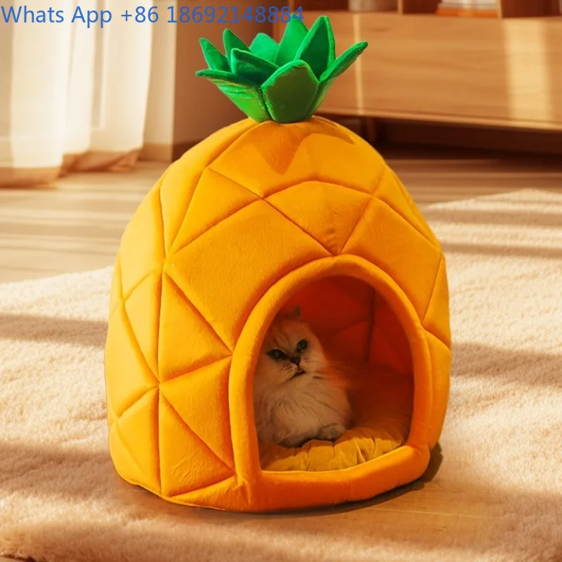 

Всесезонная полностью закрытая лежанка-гнездо для кошек и маленьких собак, теплая зимняя будка, зоотовары