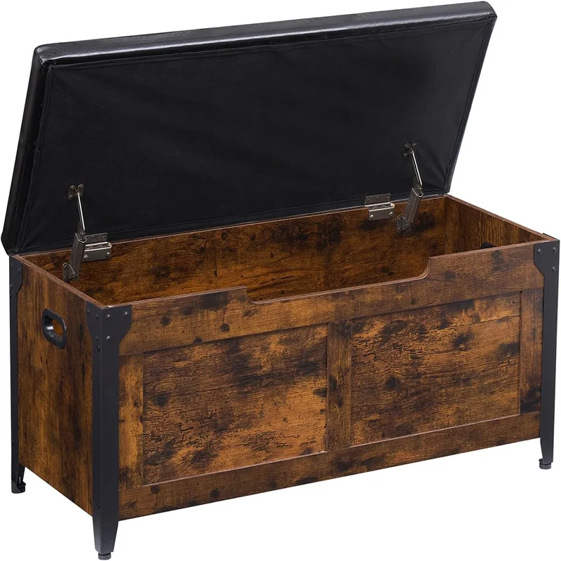 

Storage Chest, Wood Storage Bench with Seating and 2 Safety Hinge, Entryway Bench with Storage, Farmhouse Storage Chest Trunk fo