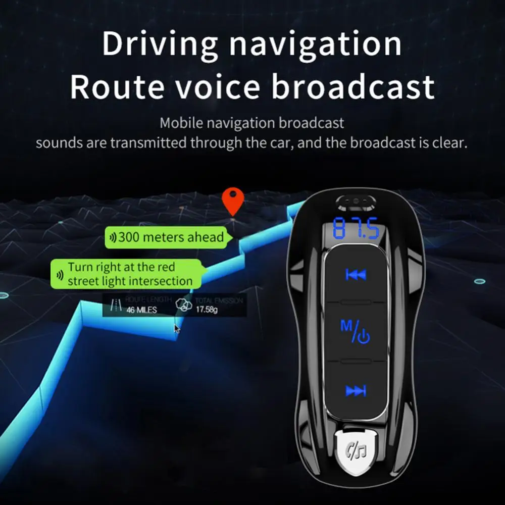 FM Bluetooth Dual USB Radio Modulator Car Transmitter Wireless Mp3 Player Hands Free Fast Charging USB Charger Car Fm Bluetooth