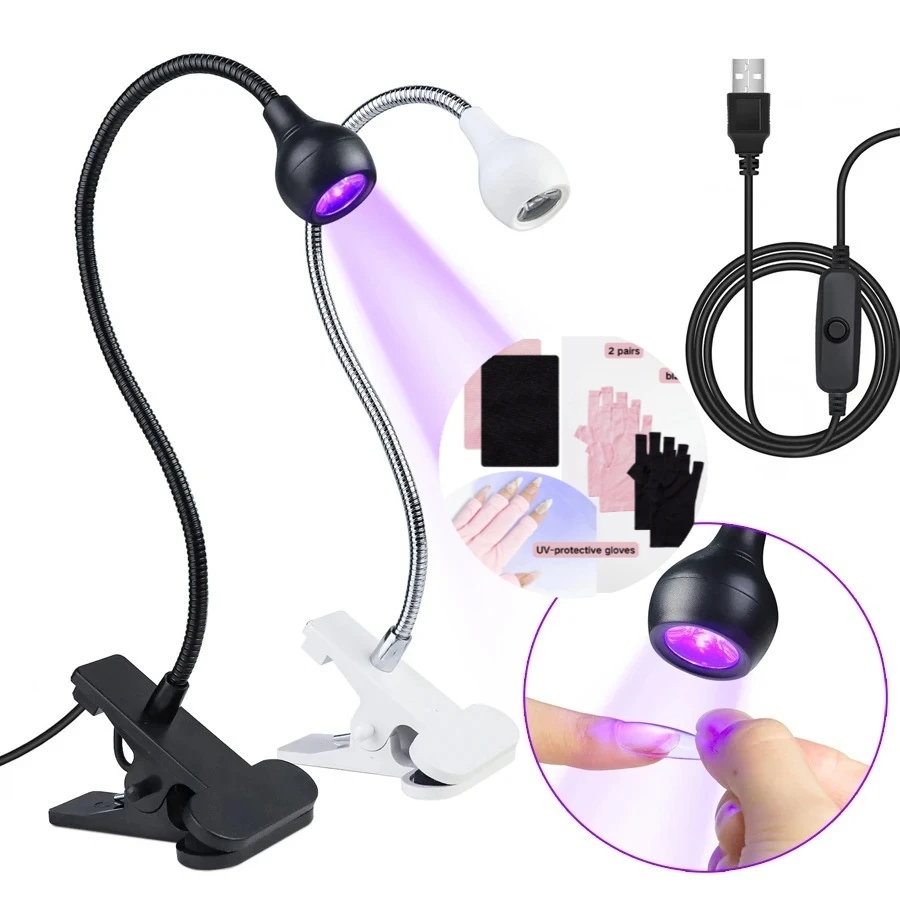 

Nail Dryer Light UV Nail Lamp 395nm Wavelength Clip-on Desk Mini USB for Gel Nails Ongle Manicure Salon Tools