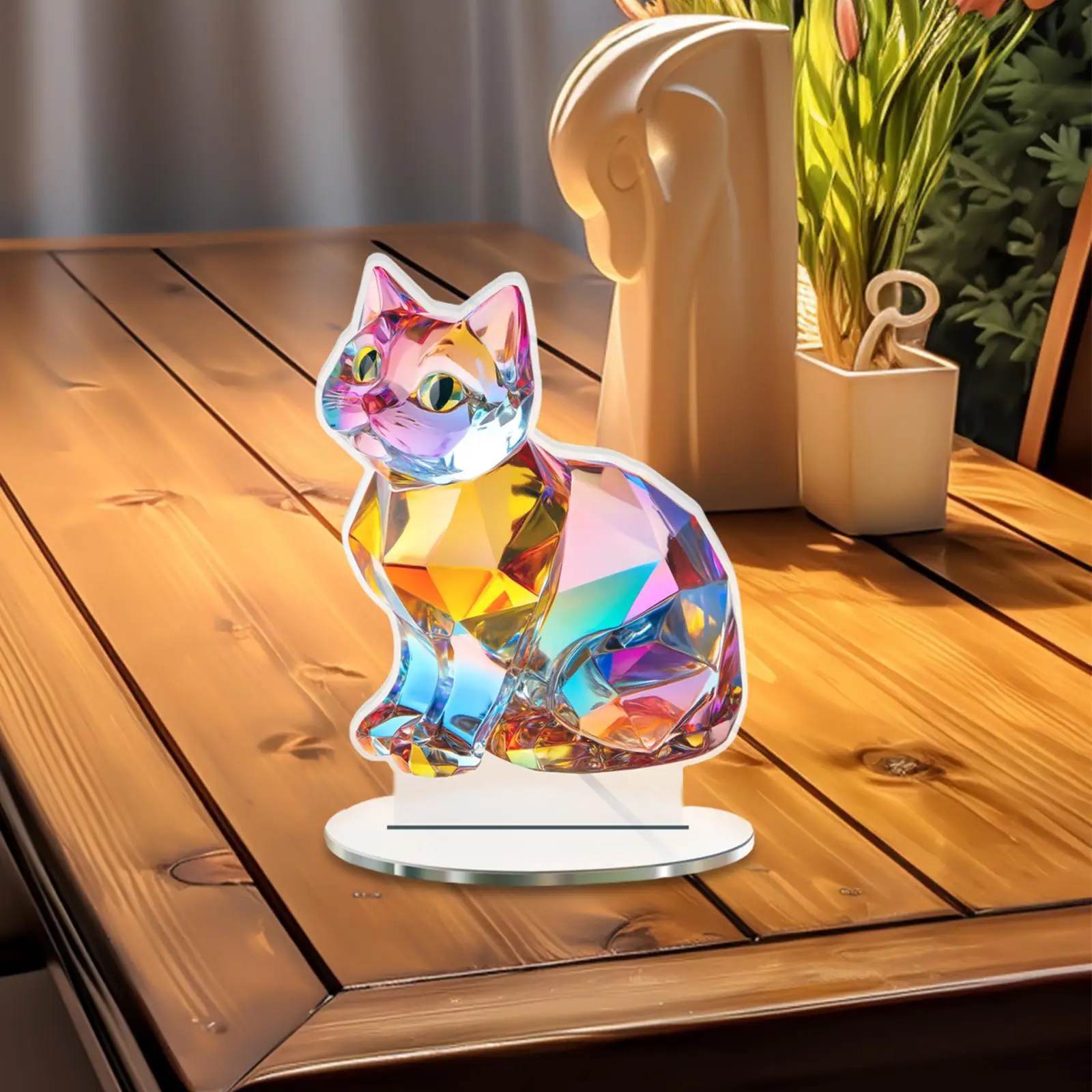 

2D Colorful Cat Decor Collectible Decoration for Bookshelf Cabinet Office