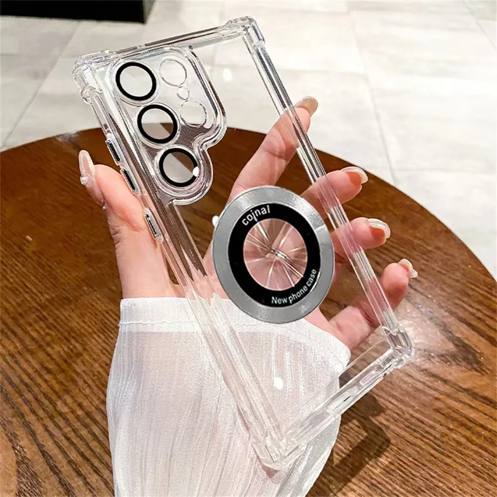 Clear Phone Case for Samsung S26 S25 S24 S23 S22 S21 Ultra Plus  FE Edge 1PC Magnetic w/ Lens Protector & Precise Holes 7 Colors