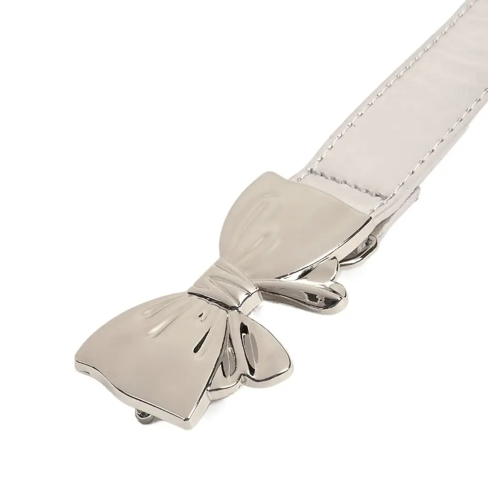 Retro Bowknot Buckle Bow Belt Y2k Silver Leather Waistband Waist Belt Trouser Decoration Dress Decoration