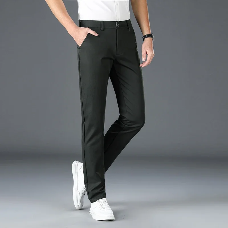 Calça casual slim fit masculina, calça formal, moda chinesa, roupas de marca masculina, primavera, outono, plus size 30-40, 2023