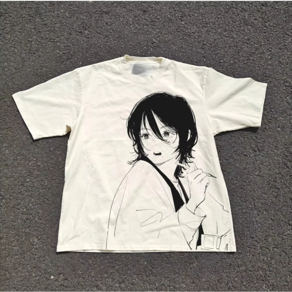 2026 New LookBack But Look Back Beijing Anime Line Draft To Do Old Short Sleeves Men's and Women's T-Shirts