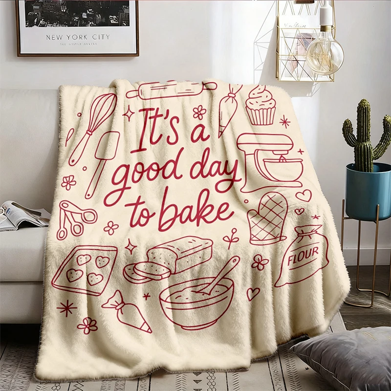 It's A Good Day To Bake Comfy Blanket, Foodie Flannel Blanket, Chef Baking Lover Flannel Throw