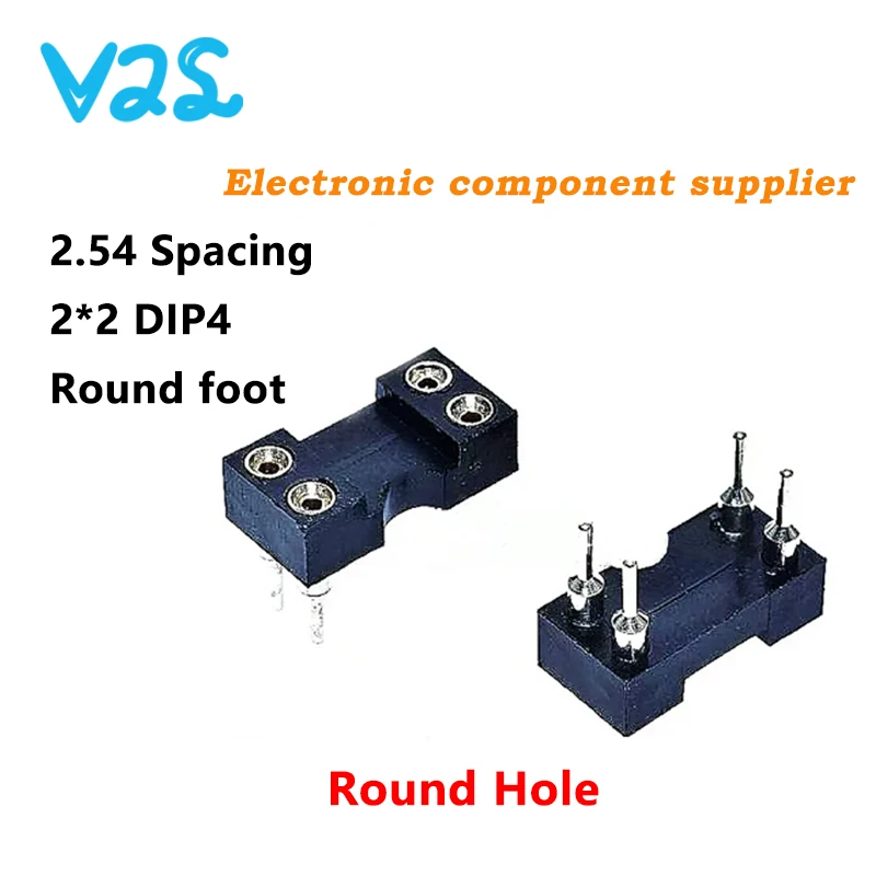 مقبس IC للقدم المستدير ، فتحة التباعد ، 4Pin ، 2x2 ، DIP4 ، جديد ، 10