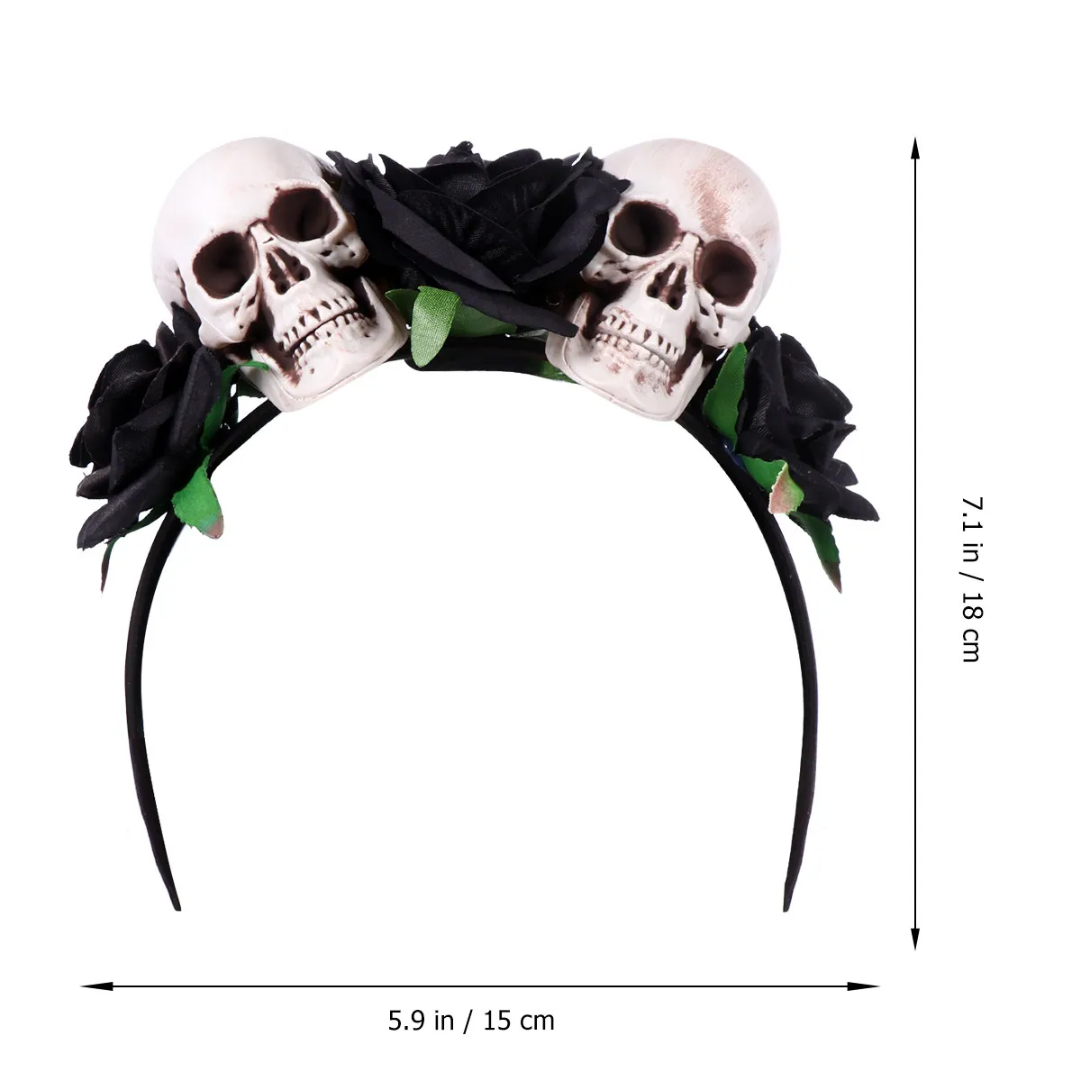 Skull Hair Hoop Headband for Halloween, Black Elastic Cloth Band for Adults Party, Masquerade & Performance