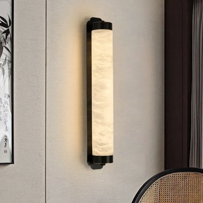 Luxury Minimalist Wall Decor Lights Brass Modern Marble Wall Lamps Corridor Entrance Bedroom Study Led Light