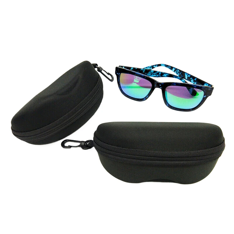 1PCS EVA Zipper Sunglasses Case With Hook Portable Shockproof Eyeglasses Storage Box Large Size Sun Glasses Protective Pouch
