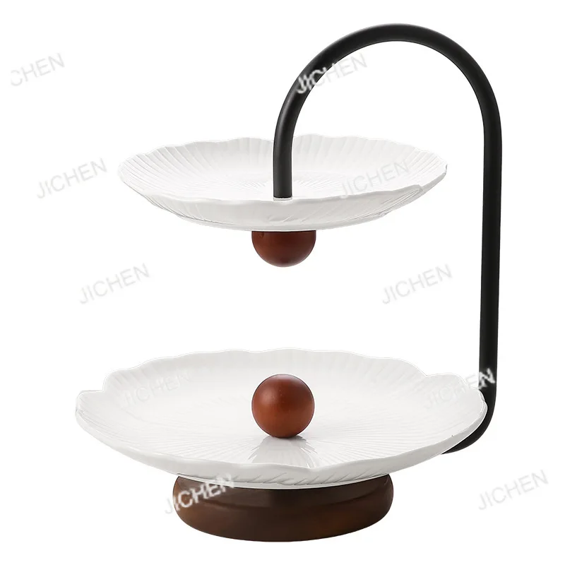 

Fruit plate household living room coffee table tray double layer dried fruit plate front desk snacks dessert plate afternoon tea