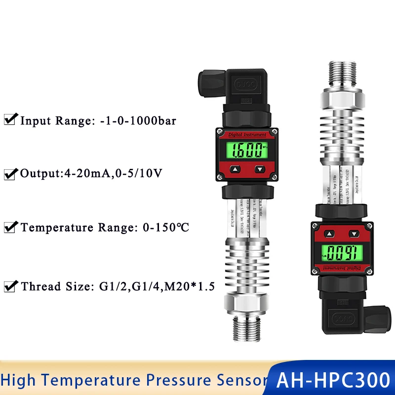 

LCD display 0-1000bar 4-20mA Output G1/2 DC24V Pressure Transmitter Transducer High Temperature Sensor for Water Gas Oil