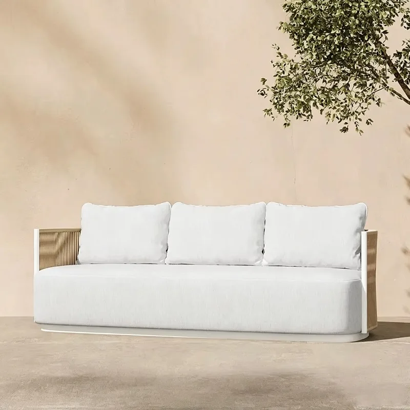 Hotel garden outdoor sofa, aluminum rope garden set, resort garden sofa set