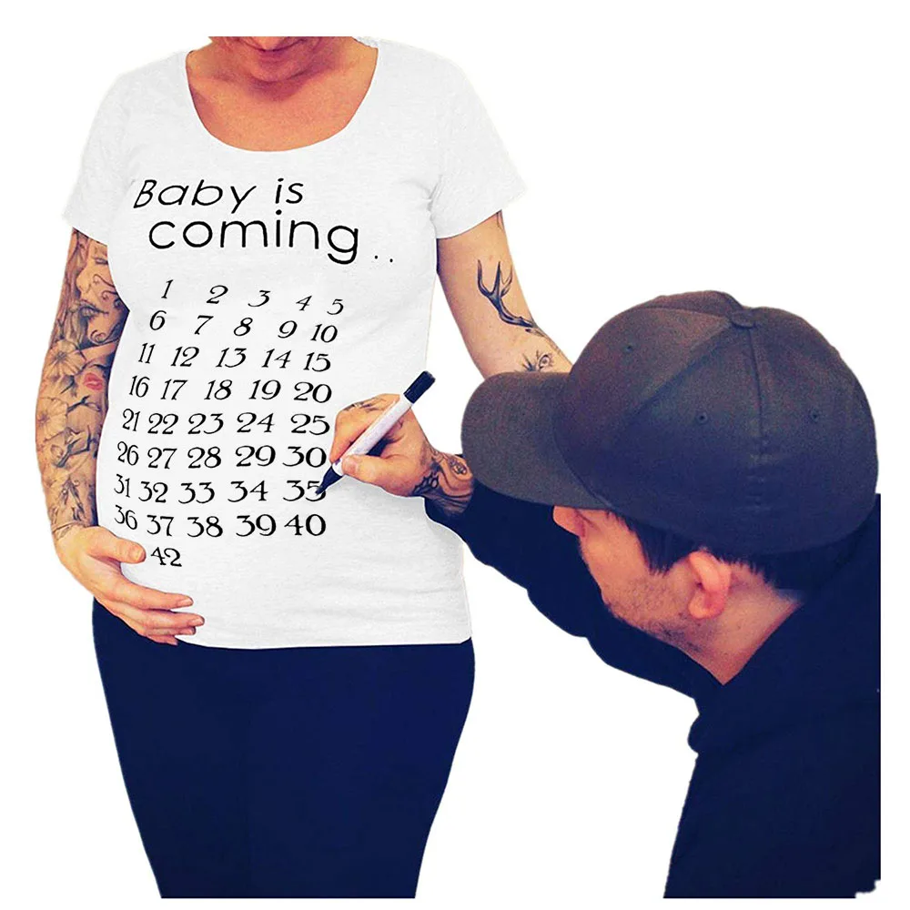 See You Soon 2022 Summer Tees Women T-shirts Slim Maternity Funny Letter Tops O-Neck Pregnancy T Shirts for Pregnant Women