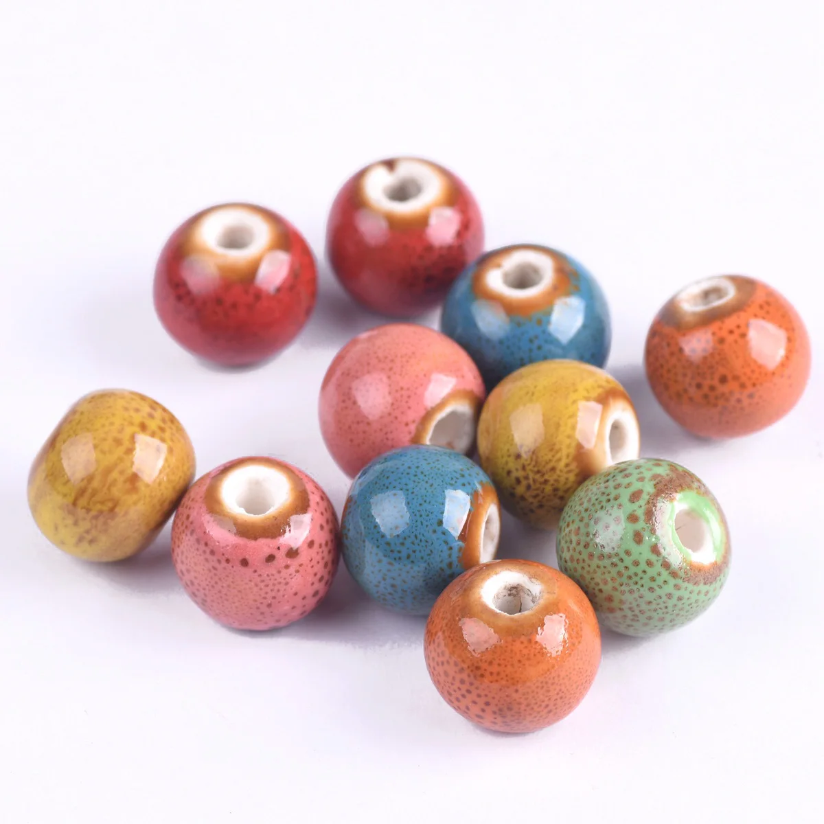 10pcs Round 12mm Fancy Glaze Ceramic Porcelain Loose Spacer Beads Lot For Jewelry Making DIY