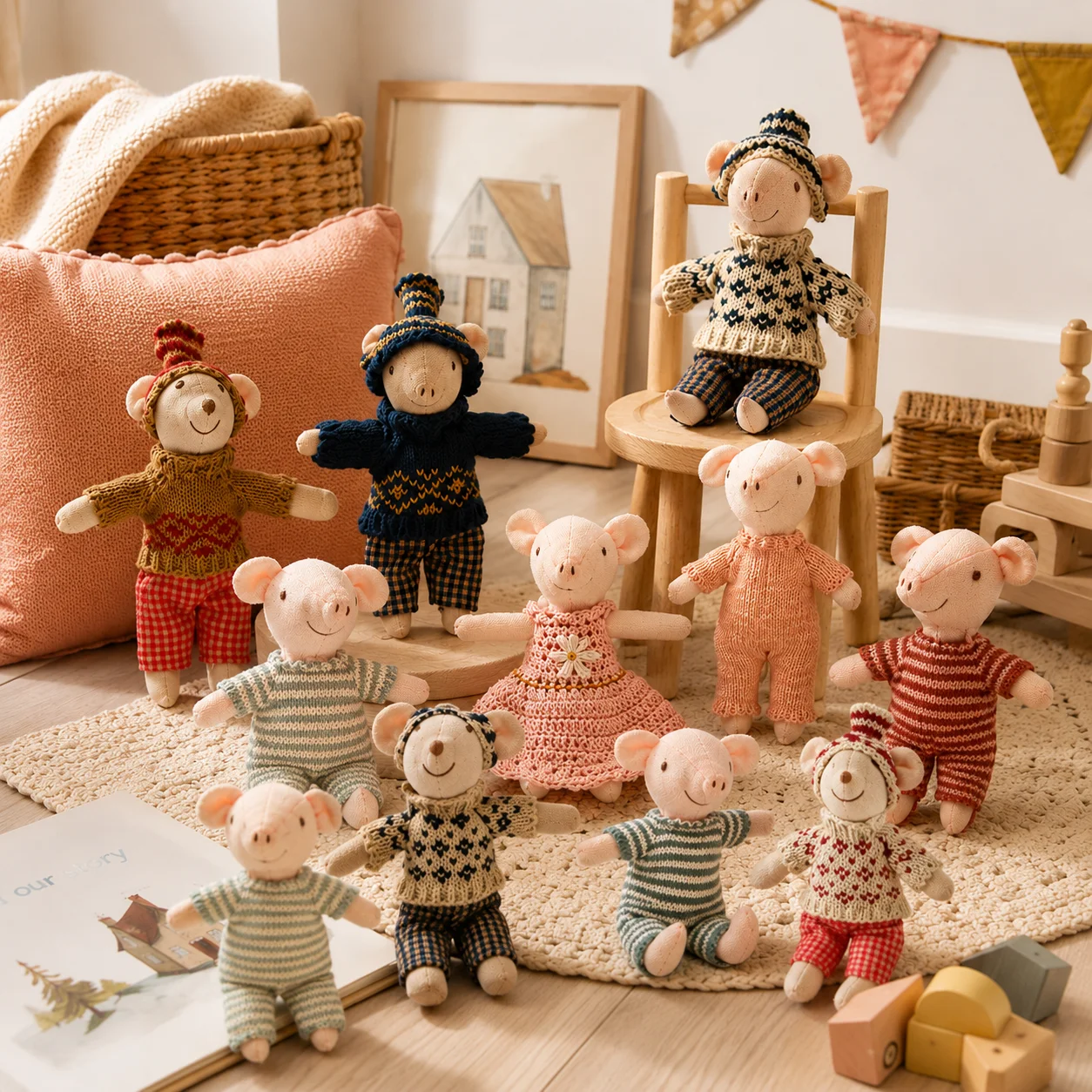 1 Stück Niedliche Plüsch-Schweinchen- & Maus-Puppe, Weiches Stofftier für Kinder, Tolles Geburtstags- und Feiertagsgeschenk, Zimmerdekoration & Rollenspiel