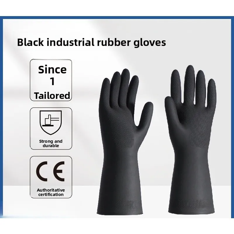 Thickened Long Rubber Chemical Safety Gloves, Acid Alkali Oil Resistant Waterproof Wearproof Industrial Work Latex Gloves