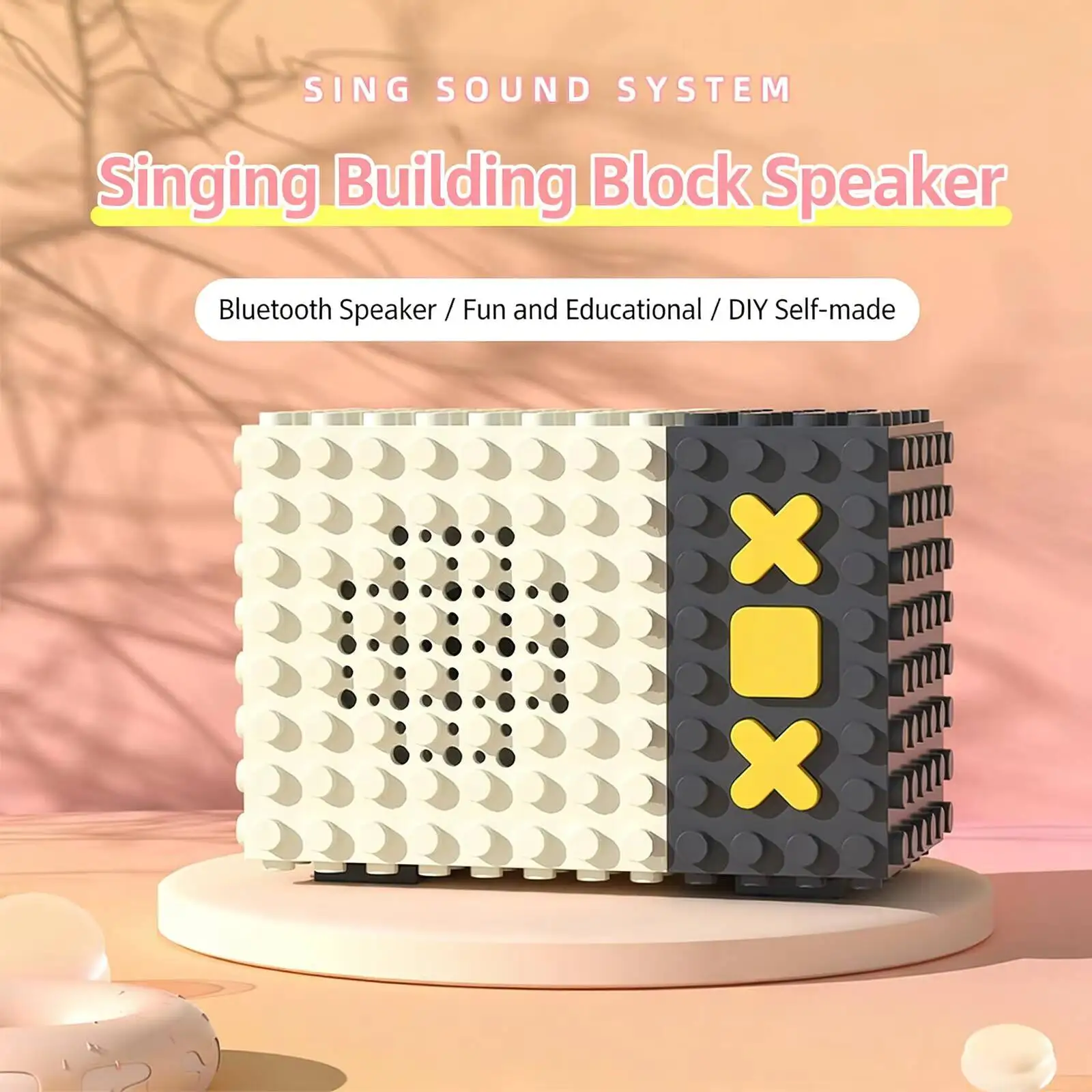 

Cute Building Block Bluetooth Speaker Mini Wireless Stereo Educational DIY Toy Long-Lasting Battery Ideal Kids Gift & Home Decor