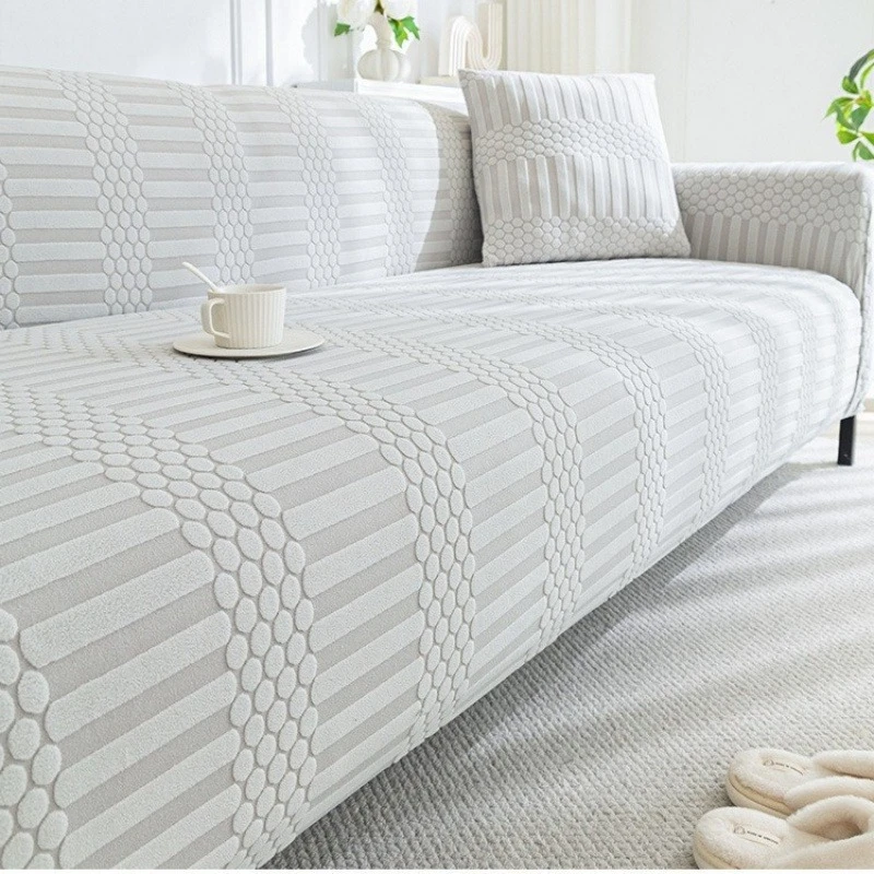 1PC Spandex Futon Sofa Slipcover Jacquard Fleece Non-slip Couch Covers Full-wrap Sofa Mattress Furniture Protector Pet Friendly