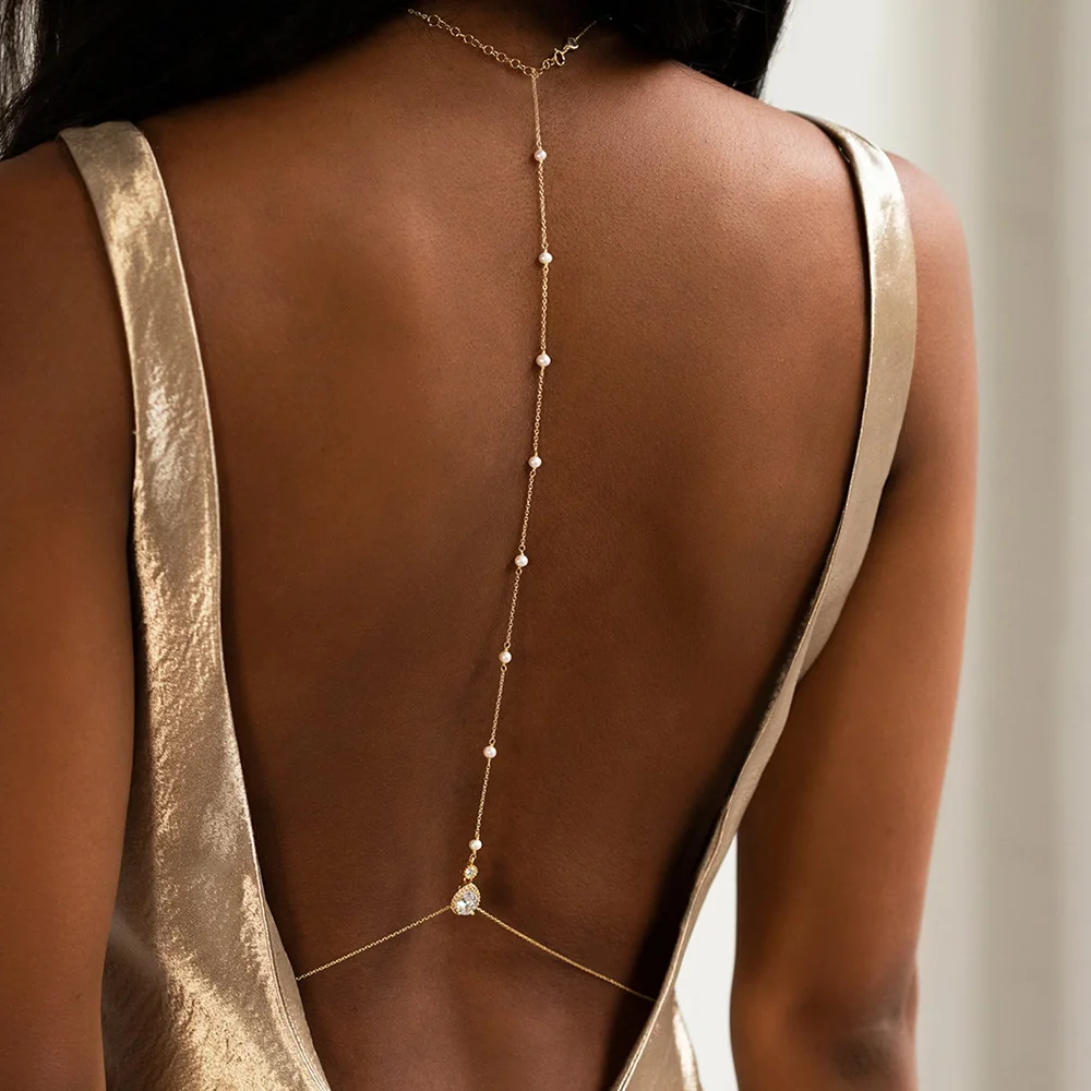 1 sexy and retro water droplet pendant alloy back chain suitable for nightclubs parties beaches and vacation wear body chain