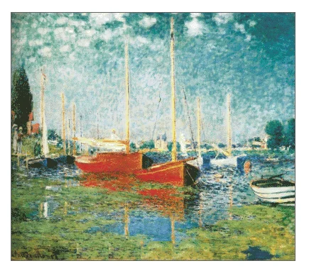 The Red Boats Scenery 16CT 18CT 14CT Unprinted Top Quality Cross Stitch Kits Embroidery Art DIY Handmade Needlework Home Decor