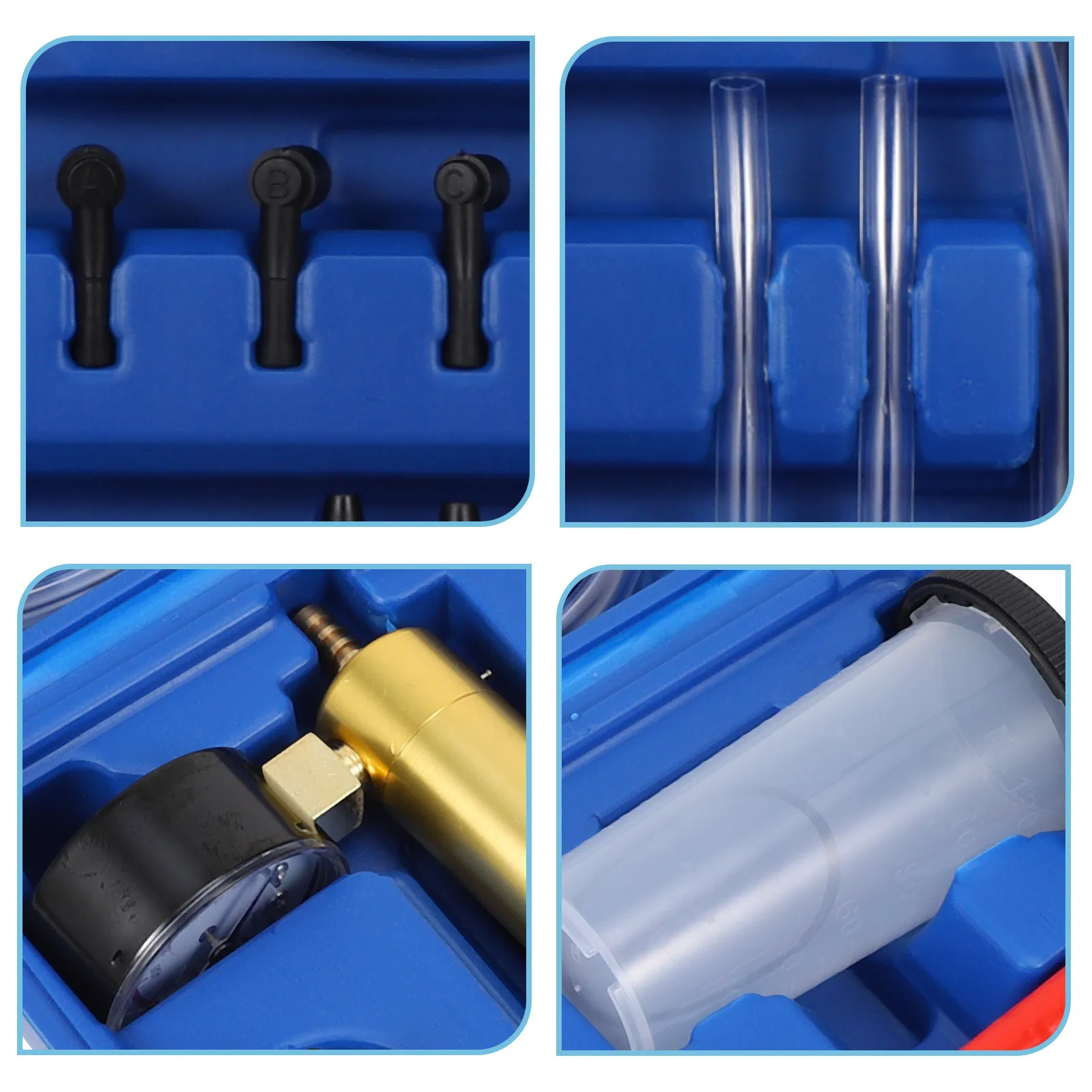 طقم مضخة ضغط تفريغ محمولة باليد 18 قطعة لأداة إصلاح السيارات الاحترافية لفرامل السيارة مع جهاز اختبار الخزان #2