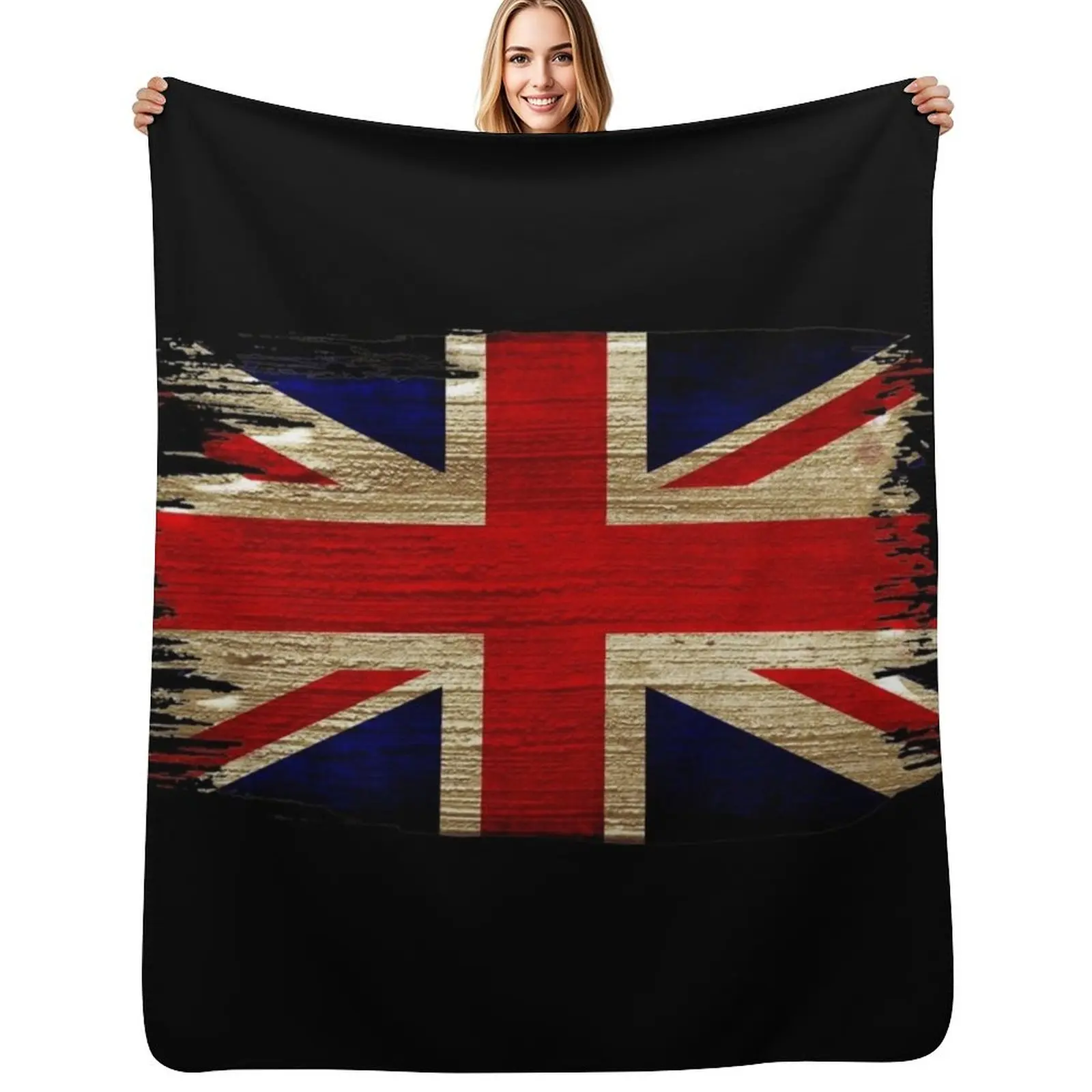 Vintage Union Jack Throw Blanket Soft Breathable Blanket for Night Sleeping
