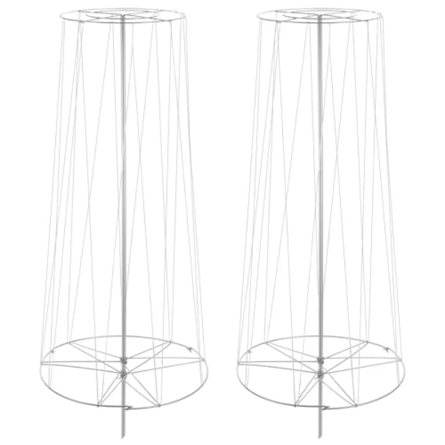 Outdoor Climbing Plant Support: Galvanized Steel Squash Bean Cucumber Melon Vine Tower, White Twine, 6' 3 H, Sturdy Upright Tre