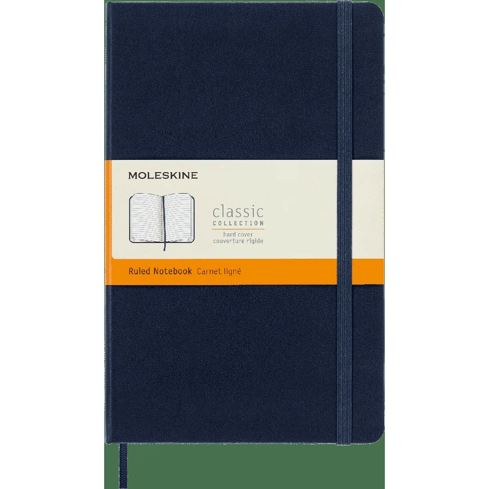 Notebook classico Grande copertina rigida a righe A5 240 pagine Chiusura elastica Tasca espandibile Segnalibro Angoli arrotondati 180 gradi aperti