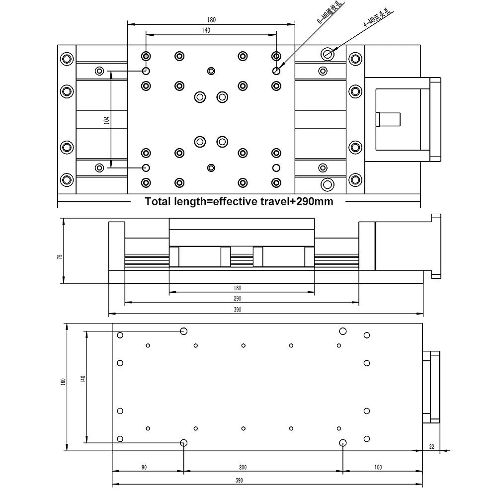 Mesa deslizante de aço industrial de 160 mm de largura 45 # Robô de eixo único de curso linear de aço resistente da fase 100~1000mm da automação de aço