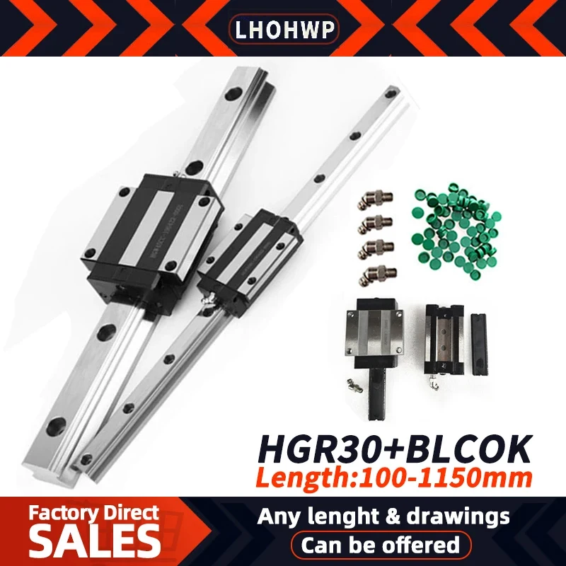 

2PCS HGR30 HGH30 Square Linear Guide Rail +4PCS Steel Slide Block Carriages HGH30CA/Flange HGW30CC CNC Router Engraving