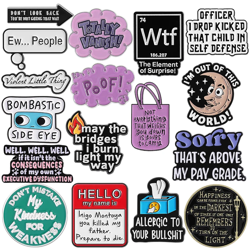 Ew... People Side Eye Sarcasm Enamel Pins Out Of This World Surprise Element Phonogram Badges Lapel Brooches Jewelry For Friends