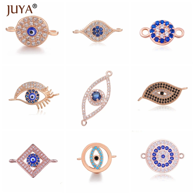 JUYA Jewelry From the Evil Eye Making Supplies Greek Eye/Turkish Eye Charms Bracelet Connectors DIY Accessories  Materials