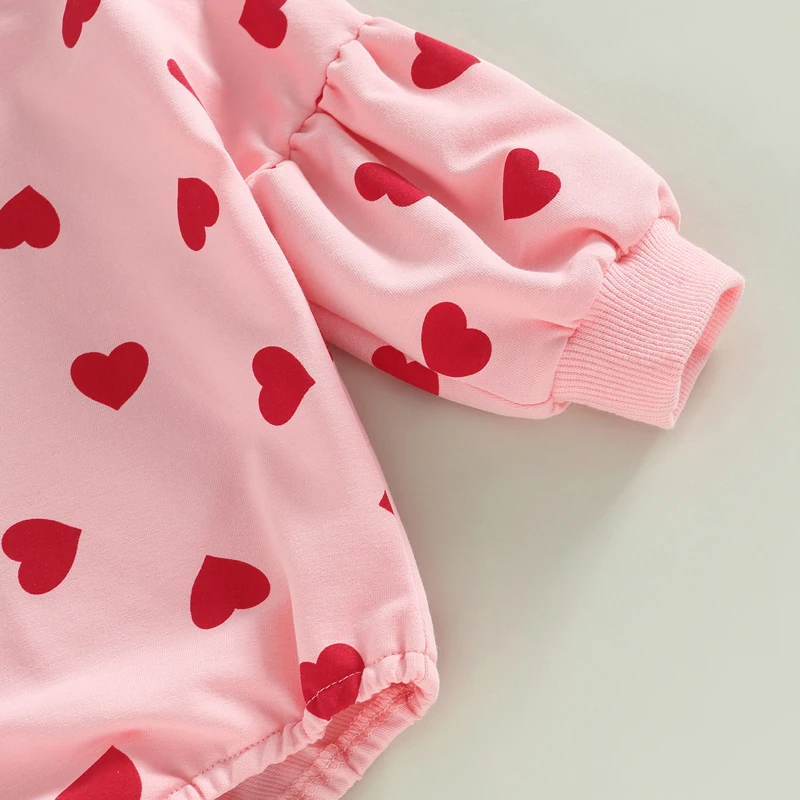 Infant Baby Girls Sweet Bodysuit Letter/Heart Print Long Sleeve Sweatshirt Autumn Spring Casual Jumpsuits with Headband