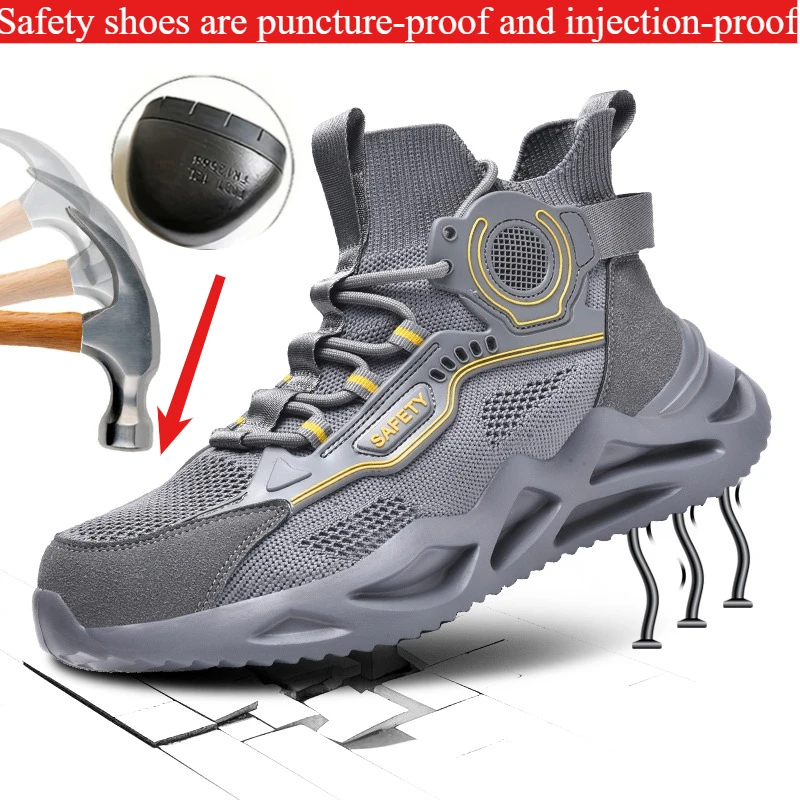 

Защитная обувь с вращающейся кнопкой, мужская рабочая обувь с защитой от ударов и проколов, модная мужская защитная спортивная обувь, защитные ботинки мужские