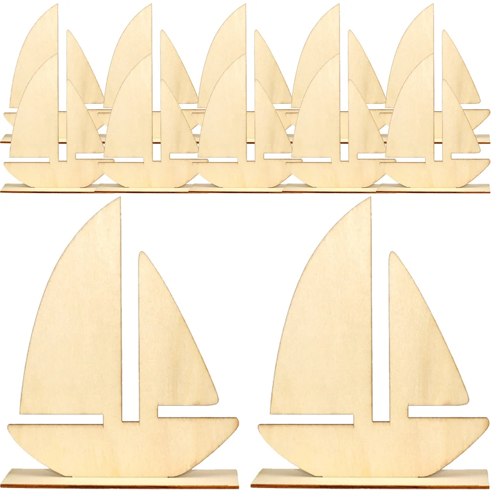 

10 Pcs DIY White Embryo Sailboat Centerpiece Painting Materials Sculpture Child