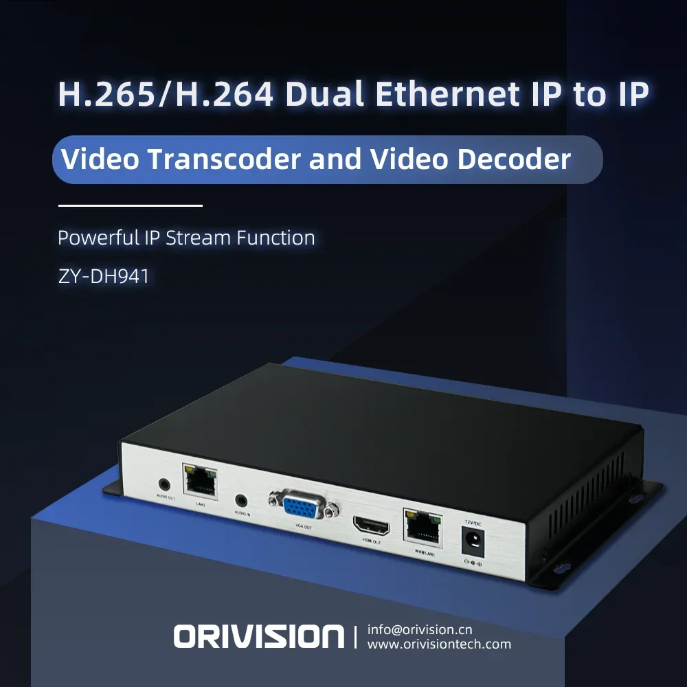 

Лидер продаж ORIVISION H.265/H.264 HDMI видео IP-декодер 4K UHD Dual Ethernet IP-IP видеотранкодер