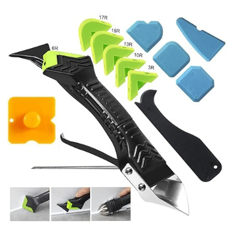 

5 in 1 Silicone Caulking Grout Removal Sealant Finishing Tool, Adhesive Residue Scraper Seam Repair Kit for Kitchen Bathroom