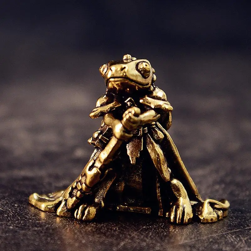 Vintage Brass Frog Statue Miniature Frog Sculpture Antique Animal Figurine Tea Pet Home Office Decor For Collectors