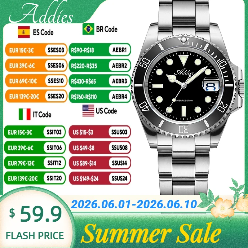 

Addies Push Button Hidden Clasp Japan GM12 Quartz Couple's Watch Ceramic Bezel Waterproof Couple's Wristwatch Gift for Couple