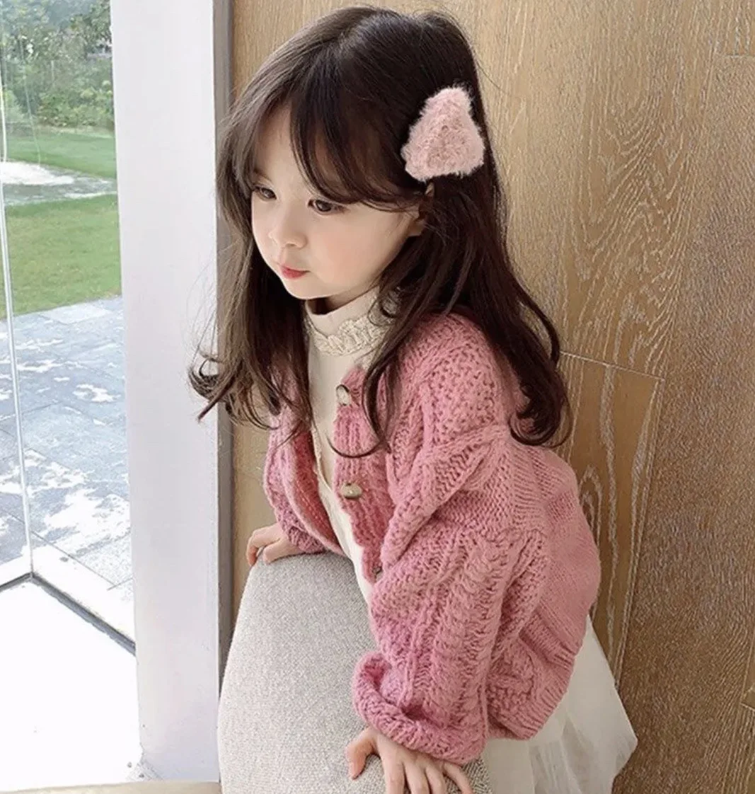2 3 4 5 6 7 8 Years Girls Knitted Sweater Cardigan Fashion Coarse Wool Hemp Retro Cardigan Boys Coat Birthday Gifts Kids Clothes