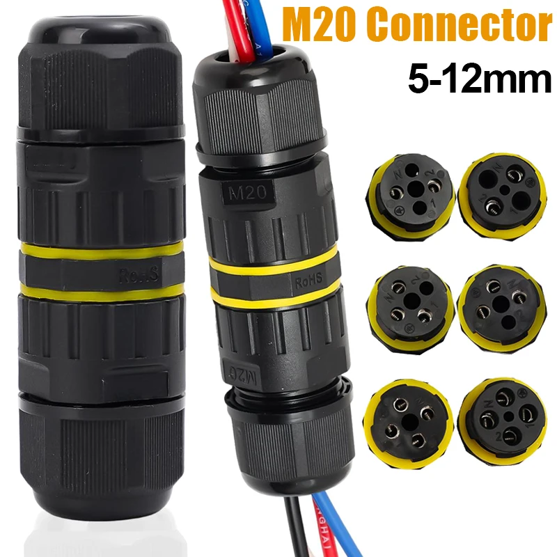 

Водонепроницаемый кабельный соединитель IP68 M20, 2/3/4-контактный, для электропроводки, адаптер для проводов, для электрических LED-светильников и распределительных коробок