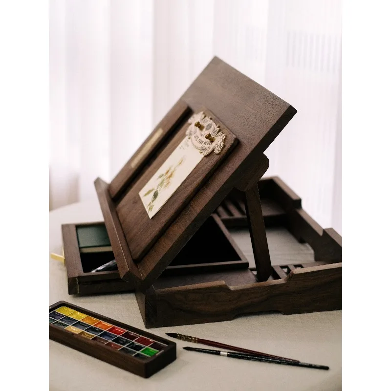 Black walnut folding easel watercolor pencil drawing board desktop adjustable