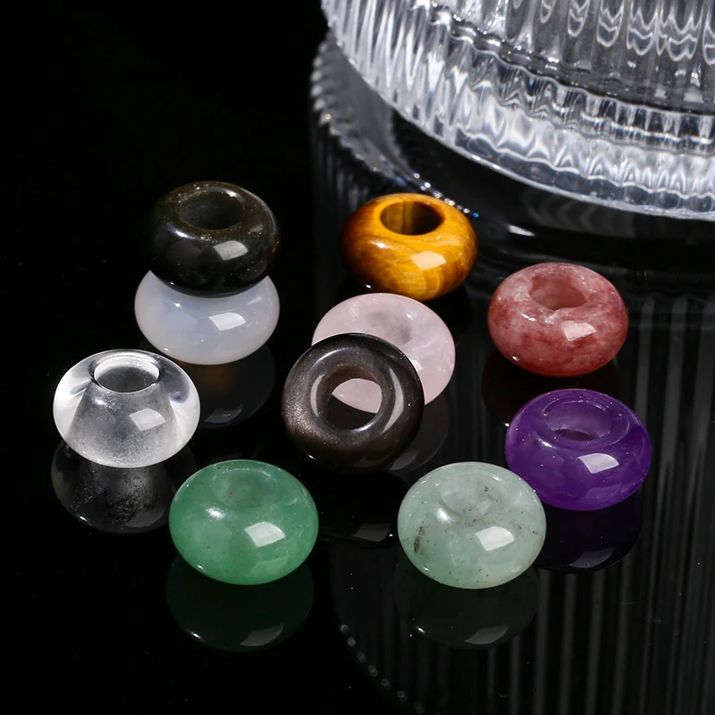10 Pcs/lot Natural Stone Tiger Eye Amethyst Jasper Abacus Shape Big Hole Bead 10*4mm For Jewelry Making Diy Necklace Bracelet