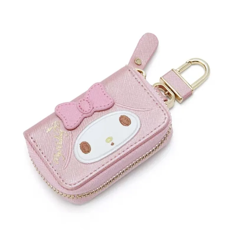My Melody Keychain Pendant Kuromi Cartoon Cute Character PU Backpack Coin Bag Car Key Storage Bag Girl Exquisite Birthday Gifts