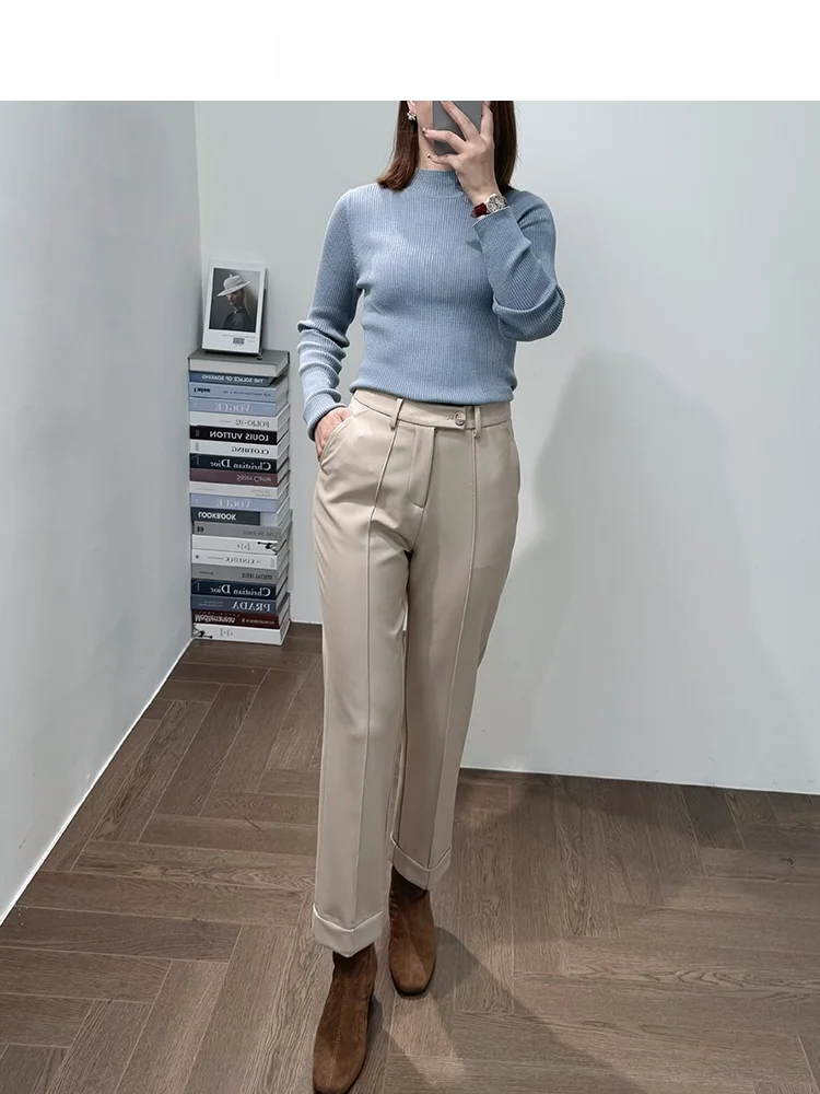 

ST Classic Straight Leg e Tube Pants 580g Slimming Casual Mid-S Straight Leggings Not owing Leg Straightn