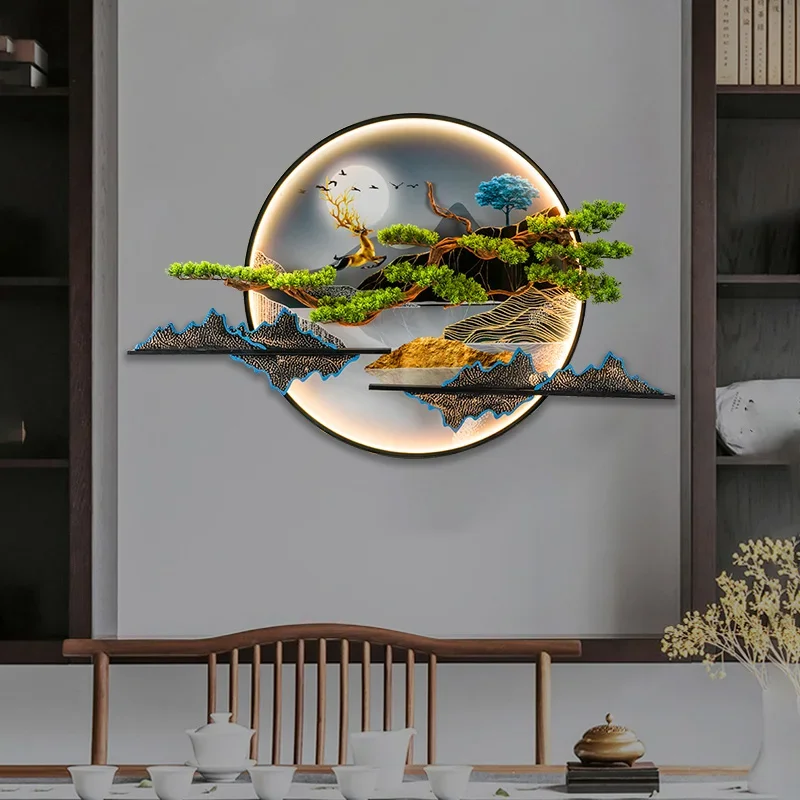 Welcome pine living room decorative painting entrance wall pendant club luminous mural light